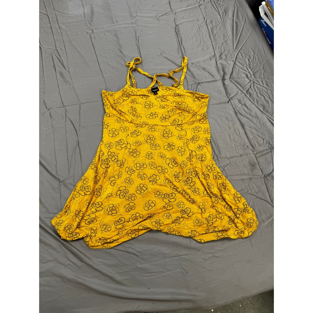 Torrid Yellow Floral Rose Print Cami Dress Mini Fit Flare Plus Size 0X